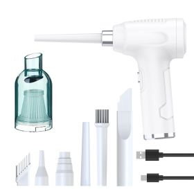 3 In 1 Cordless Vacuum Cleaner Compressed Air Duster Wireless Dust Blower Electric Air Pump Portable Rechargeable Air Cleaner Vacum For Computer Keybo (Color: White 50000RPM)