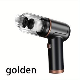 Two-in-one Wireless Vacuum Cleaner Blow Suction One Large Suction Portable Large Suction Computer Car Vacuum Cleaner Car Accessories (Color: Golden)