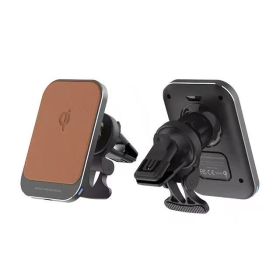 For apple iphone 12 13 cell phone fast charging 15W magsafe bracket car magnetic wireless charger (select: U991-brown)