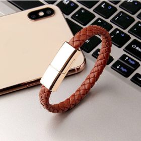 Bracelet Charger USB Charging Cable Data Charging Cord For IPhone14 13 Max USB C Cable For Phone Micro Cable (Model: Android interface, Color: Brown 22.5cm)