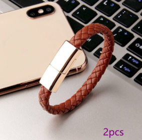 Bracelet Charger USB Charging Cable Data Charging Cord For IPhone14 13 Max USB C Cable For Phone Micro Cable (Model: TYPEC interface, Color: Brown 2pcs 22.5cm)