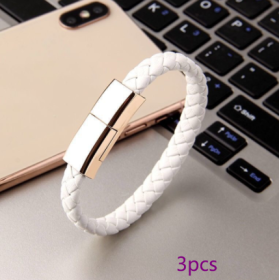 Bracelet Charger USB Charging Cable Data Charging Cord For IPhone14 13 Max USB C Cable For Phone Micro Cable (Model: Android interface, Color: White 3pcs 22.5cm)