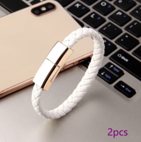 Bracelet Charger USB Charging Cable Data Charging Cord For IPhone14 13 Max USB C Cable For Phone Micro Cable (Model: Apple interface, Color: White 2pcs 22.5cm)