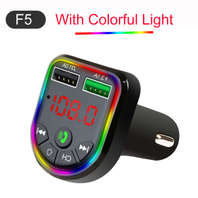 Car Fast Charger FM Transmitter Bluetooth 5.0 Handsfree Wireless Car Dual USB Car Charger Auto Radio Modulator MP3 Adapter (Plug Type: Color Car charger 1)