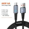 toocki lightning cable for Iphone 14 13 12 11 pro max 8 7 plus led iphone charger cable usb micro type c fast charging cable 3m