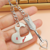 Creative Metal Couple Keychain Heart Smiley Keychain Pendant Set