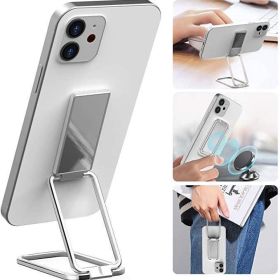 Foldable Mobile Phone Holder Ring Buckle Retractable Desktop CellPhone Stand Car Magnetic Bracket Office Accessories (Style: Bagged, Color: A Silver)