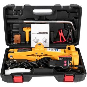 Portable Outdoor Travel Car Repair 12V DC Electric Hydraulic Jack 3 Ton(6600 lbs) Automotive Electric Scissor Car Jack (Color: Yellow A, Load Capacity: 3 T)