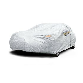 5 Layer Outdoor Car Cover Cotton Lining Breathable Waterproof Weather Protector for 186" to 193" Sedan and SUV (Color: silver)