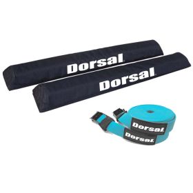 DORSAL Aero Roof Rack Pads with 15 ft Surf Straps for Car Surfboard Kayak SUP Long (Color: Blue, size: 28")