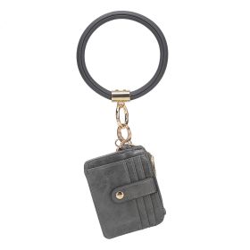 MKF Collection Jordyn Vegan Leather Bracelet Keychain with a Credit Card Holder by Mia k (Color: Charcoal, Material: Vegan Leather)