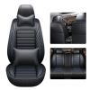 5D 5 Seats Car Seat Covers Full Set Leather Front Rear Back Padded Universal Fit