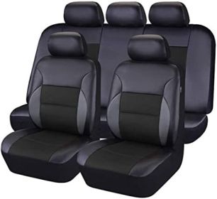 Auto Artificial Leather 5-seater Car Stitching Leather Seat Cover (Option: Black-4piece set)