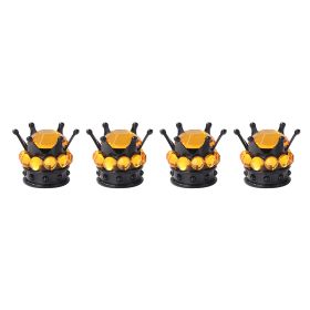 Crown Valve  Diamond Valve Core Tire Ornament (Option: Black-Gold diamonds-4PCS)