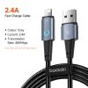 toocki lightning cable for Iphone 14 13 12 11 pro max 8 7 plus led iphone charger cable usb micro type c fast charging cable 3m