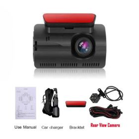 HD Car Video Recorder 2 Lens Hidden Car Driving Dash Cam 3.0inch IPS Camera Recorder Night Vision G-sensor Loop Recording Dvr (Sd Card Memory: None, Color Name: front and rear)