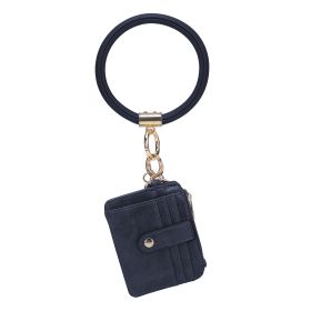 MKF Collection Jordyn Vegan Leather Bracelet Keychain with a Credit Card Holder by Mia k (Color: Navy, Material: Vegan Leather)