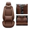 5D 5 Seats Car Seat Covers Full Set Leather Front Rear Back Padded Universal Fit