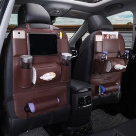 Car Interior Supplies Multifunctional Seat Back Leather Folding (Option: Mocha brown)