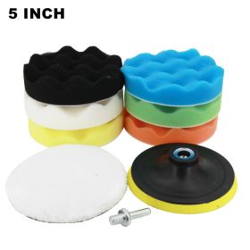 Car Polishing Set Of 9 Wool Sponge Polishing Pads (Option: 5inch)