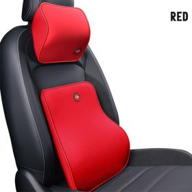 Car Headrest Neck Protector Backrest Car Seat Pillow Lumbar Pillow Memory Foam (Color: Red)