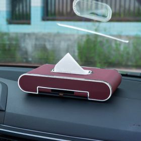 Mobile Phone Holder Tissue Box Car With High-end Pumping Paper Box (Option: Wine Red Standard Edition)